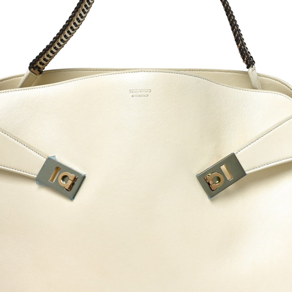 Lambskin Braided Large Hug Bag Mascarpone