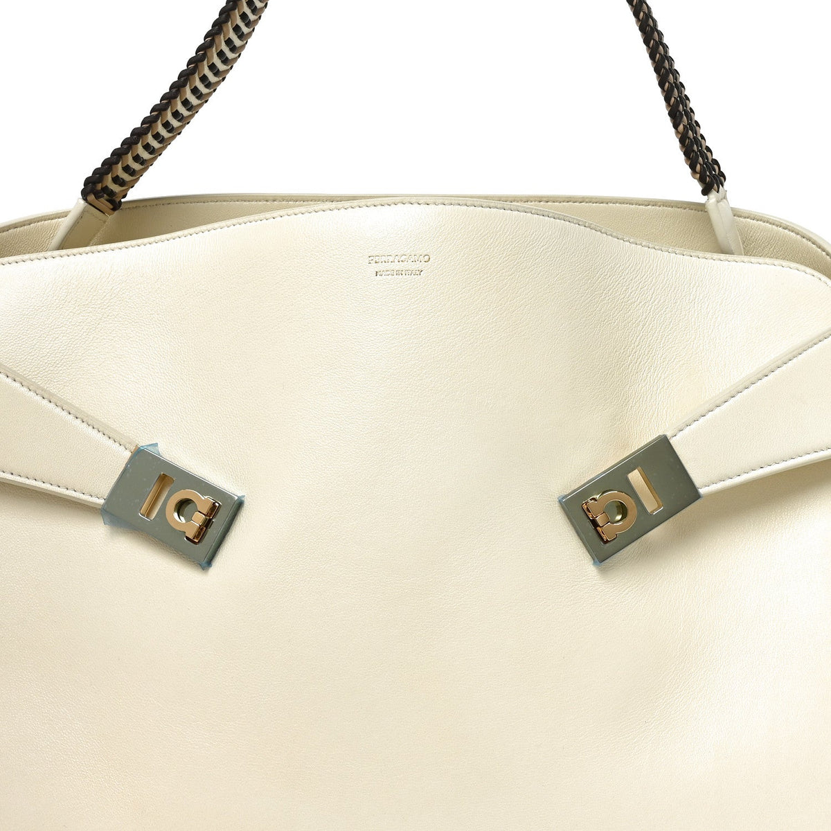 Lambskin Braided Large Hug Bag Mascarpone