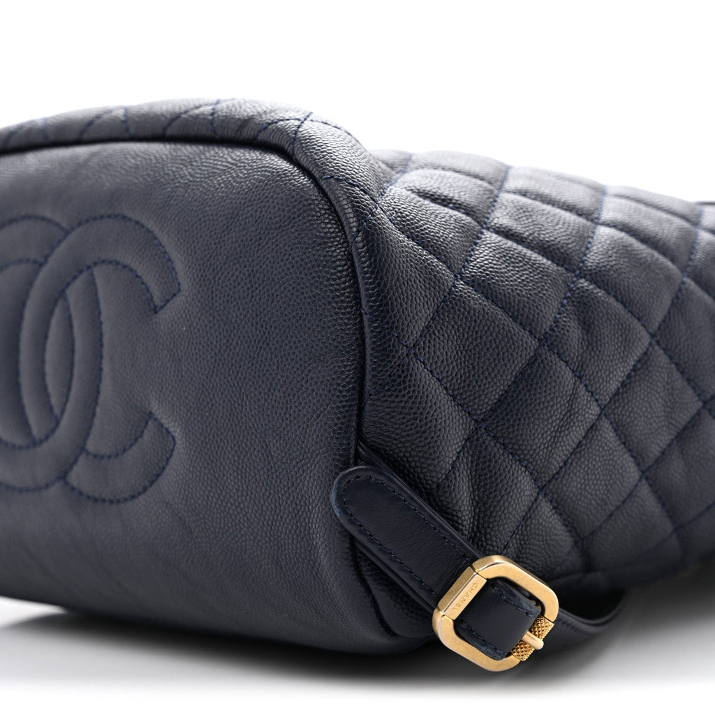 Caviar Quilted Filigree Backpack Navy