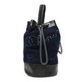 Wool Calfskin Embroidered Paris Hamburg Drawstring Backpack Navy Blue
