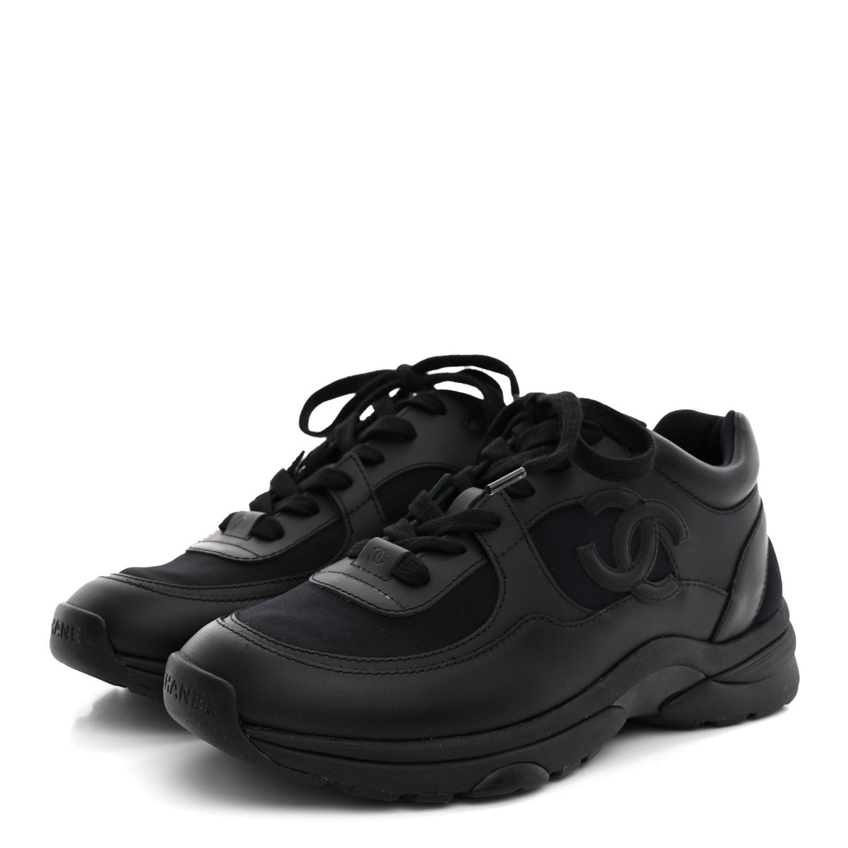 Lambskin Fabric CC Sneakers 37.5 Black