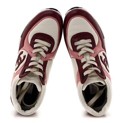 Calfskin CC Sneakers 40 Light Burgundy White Pink