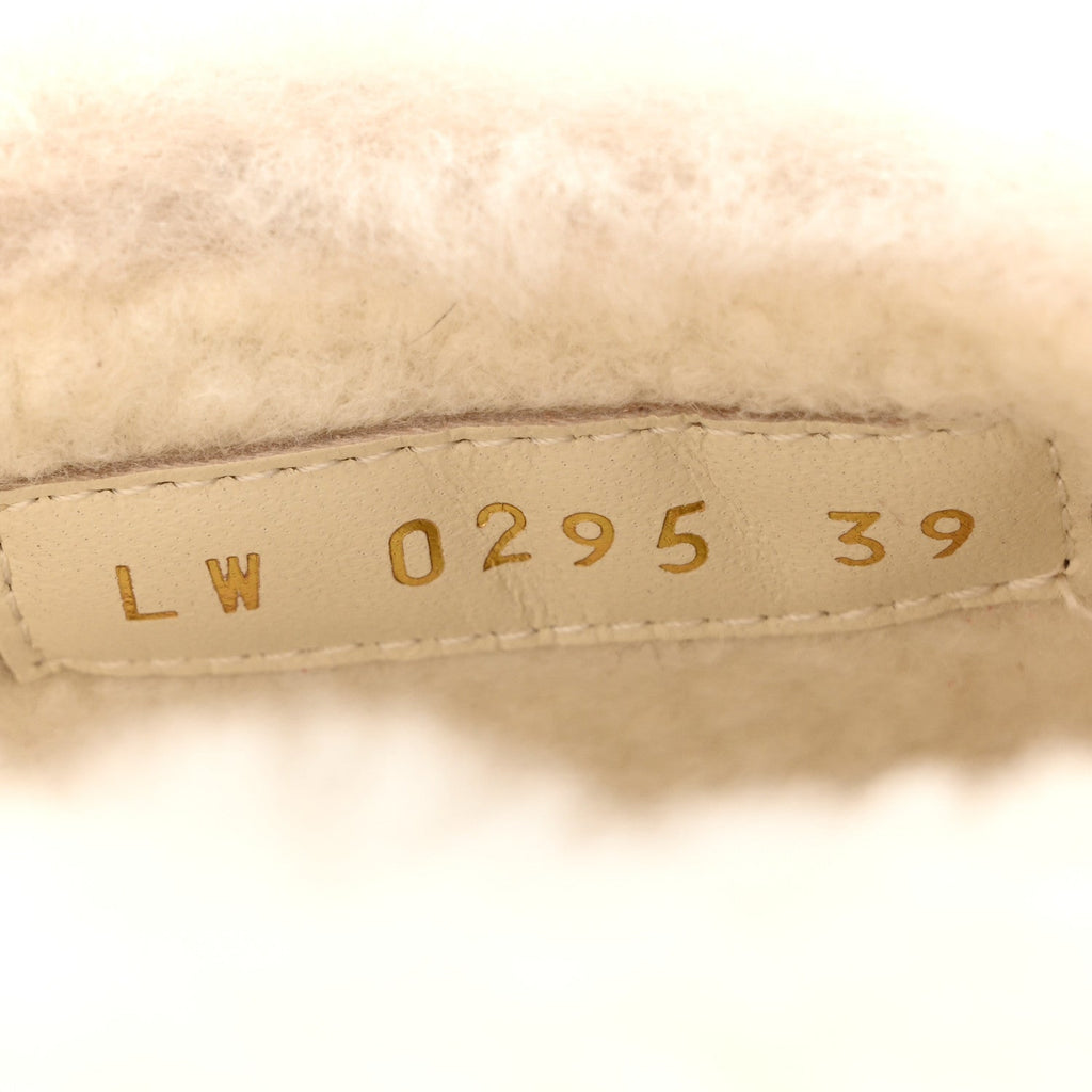 Suede Calfskin Shearling Monogram Debossed Cortina Closed Mule 39 Light Beige
