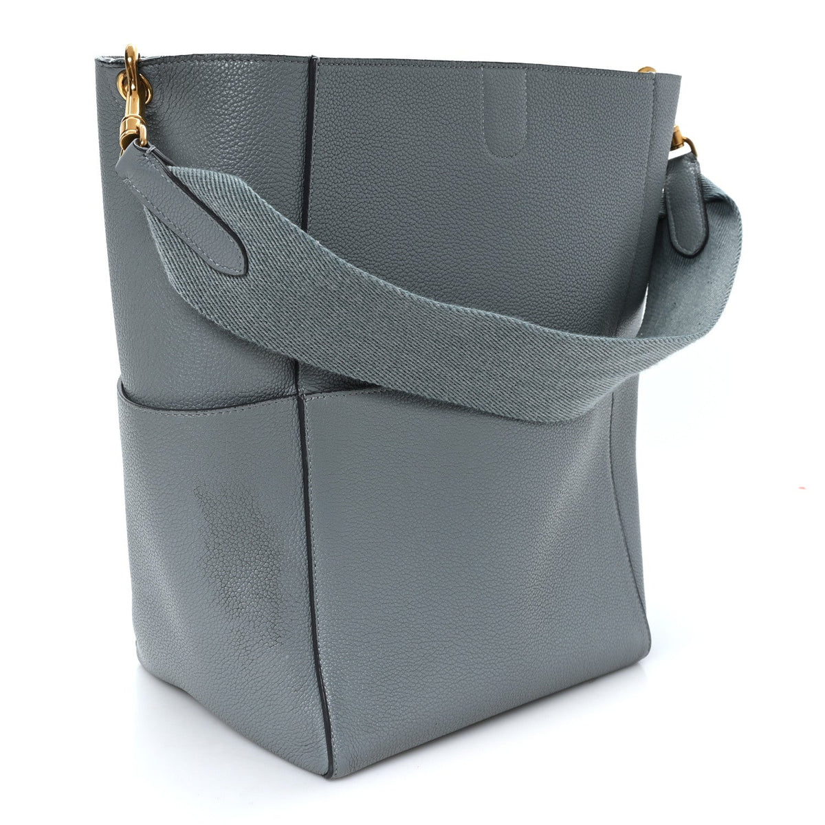 Soft Grained Calfskin Sangle Bucket Bag Storm