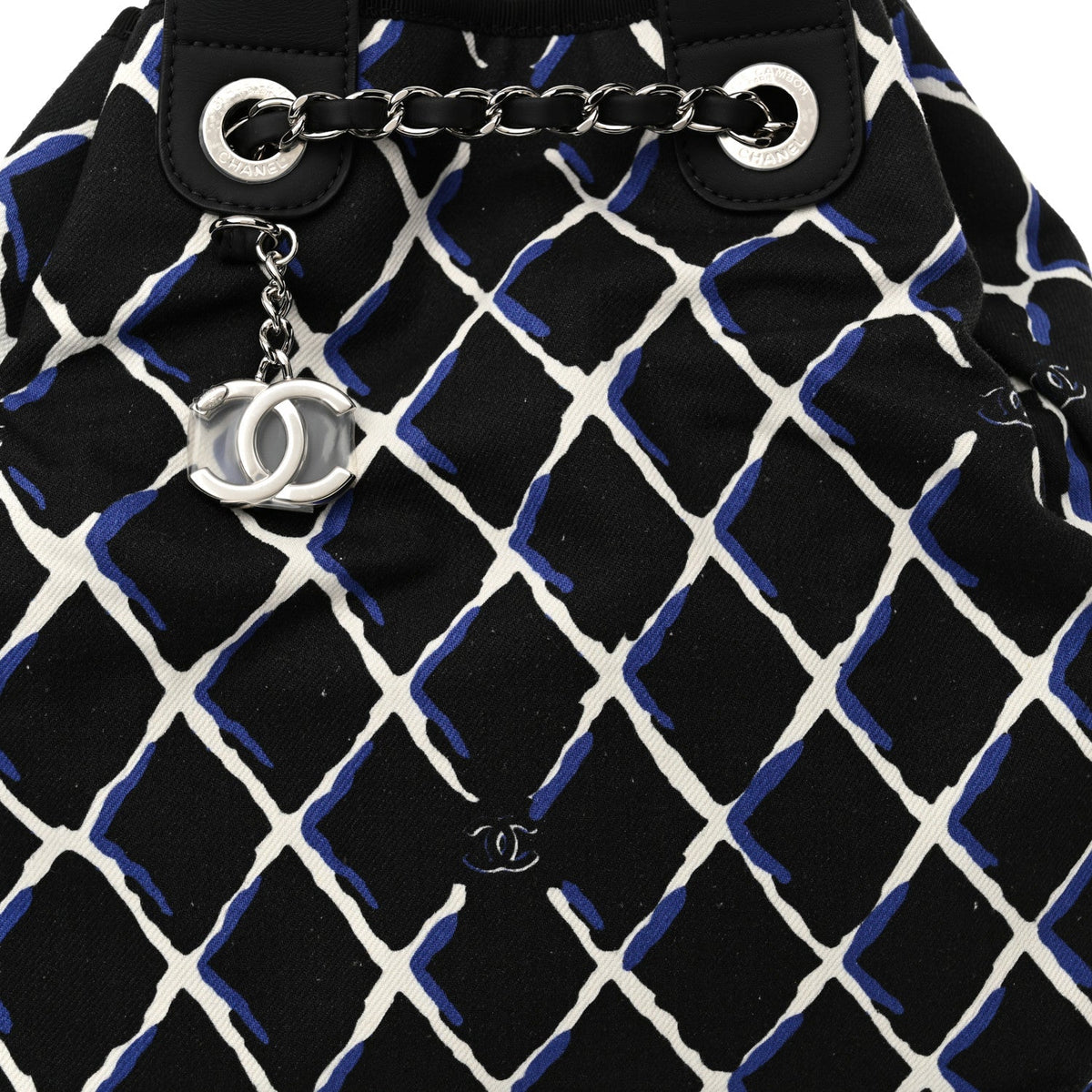 Canvas Printed Airline Drawstring Bag Black Blue