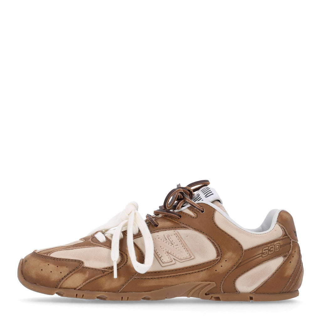 X NEW BALANCE Calfskin 530 SL Sneakers 37 Cinnamon Travertine Gray