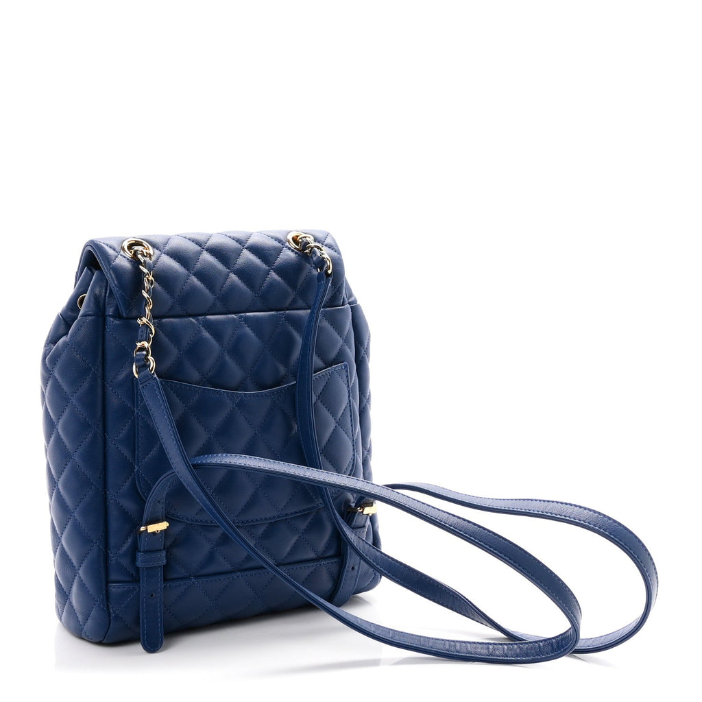 Lambskin Quilted Small Urban Spirit Backpack Blue