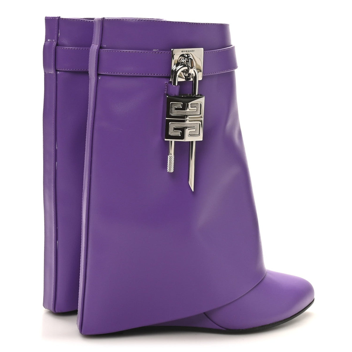 Calfskin Shark Lock Ankle Boots 35 Ultraviolet