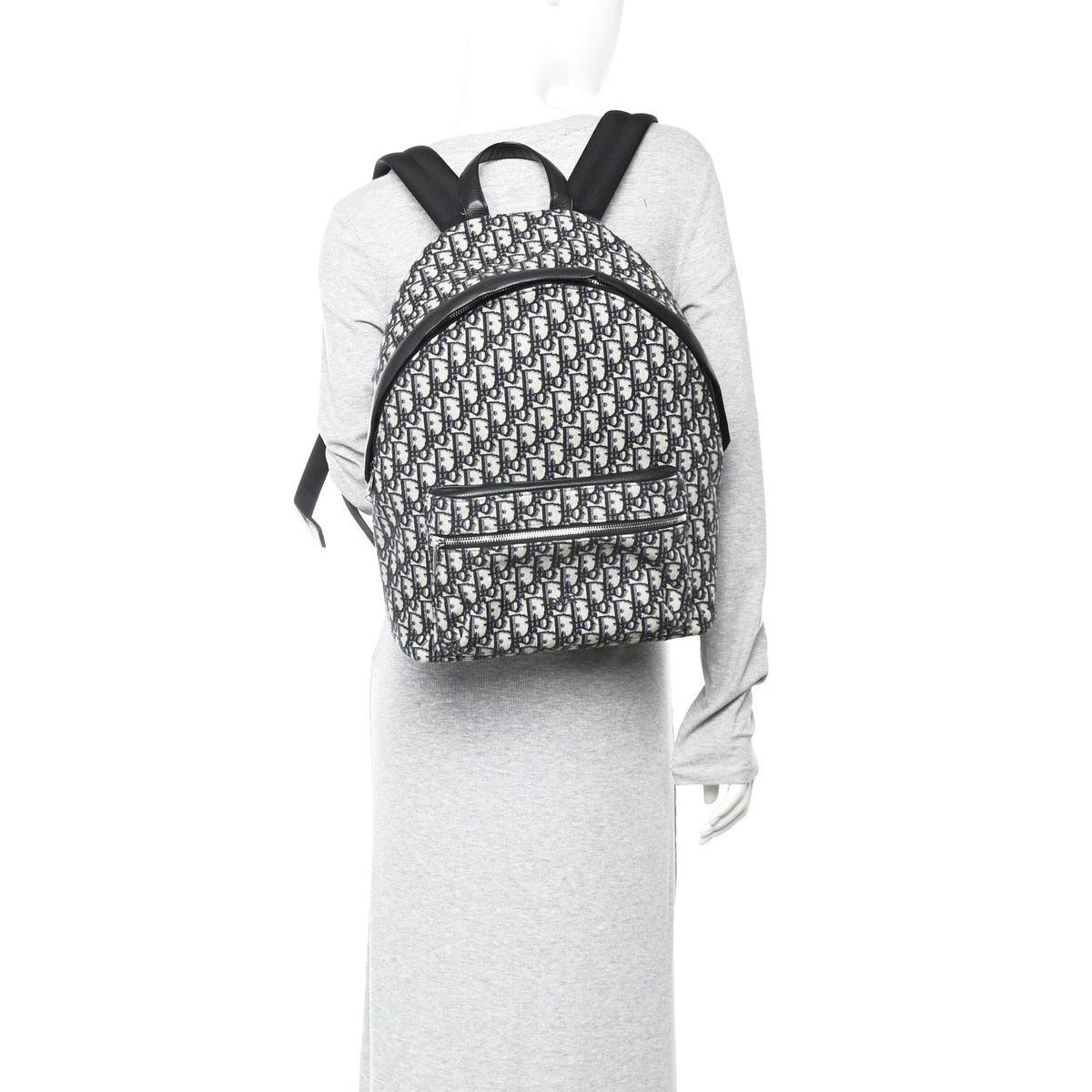 Oblique Calfskin Rider Backpack Beige Black