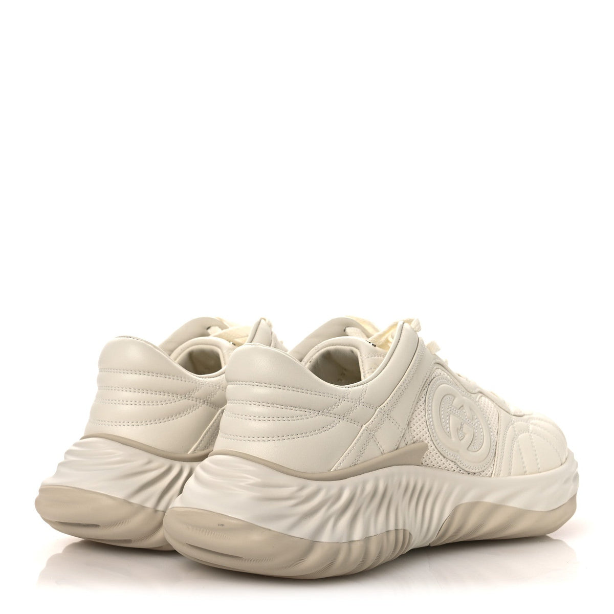 New Nappa Sombre Interlocking G Ripple Mens Platform Sneakers 9.5 Off White