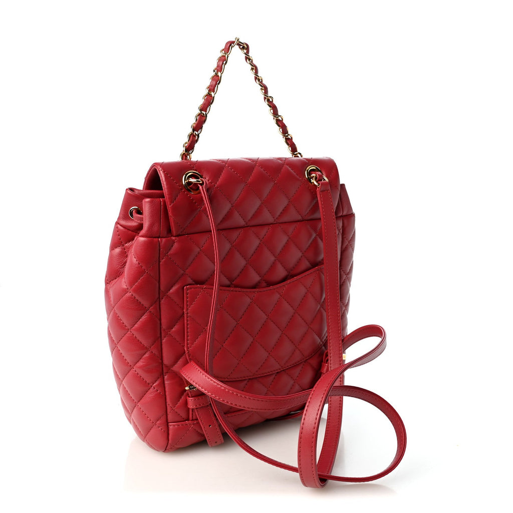 Lambskin Quilted Small Urban Spirit Backpack Red