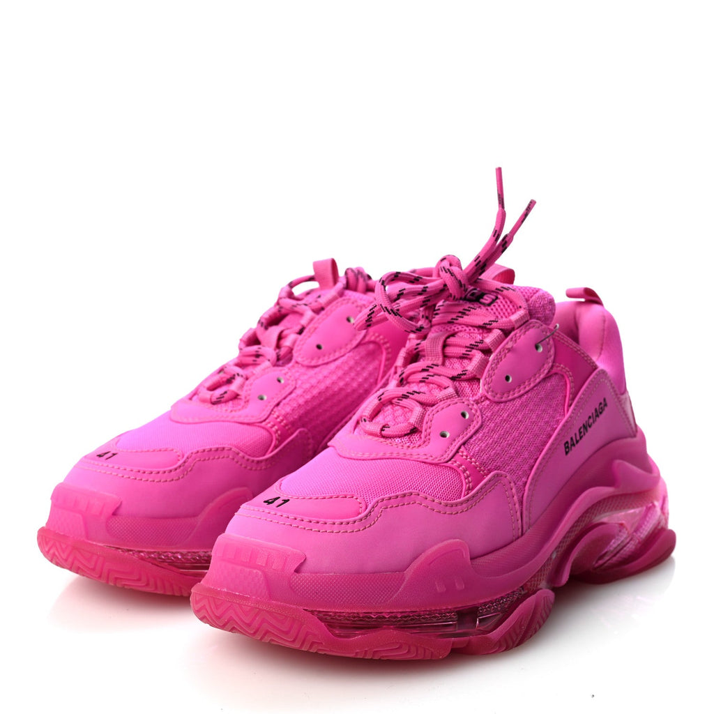 Fabric Mesh Clear Sole Fluo Womens Triple S Sneakers 41 Pink