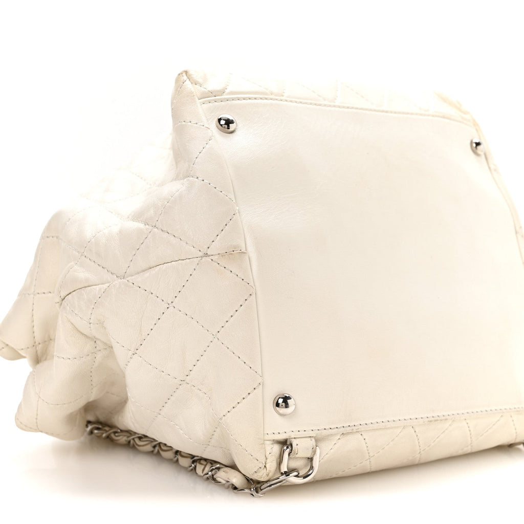 Lambskin Quilted Beijing Backpack Bag White