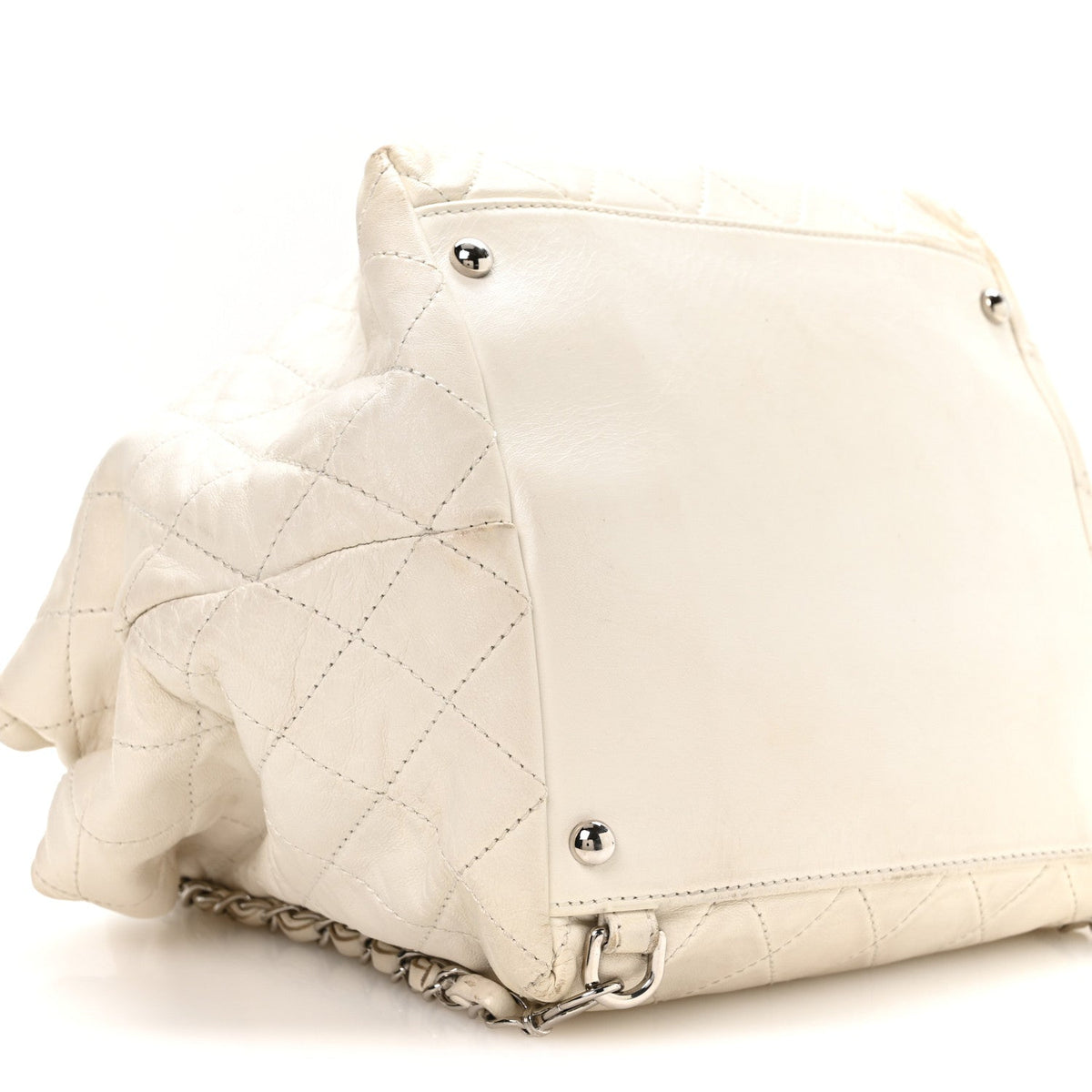 Lambskin Quilted Beijing Backpack Bag White