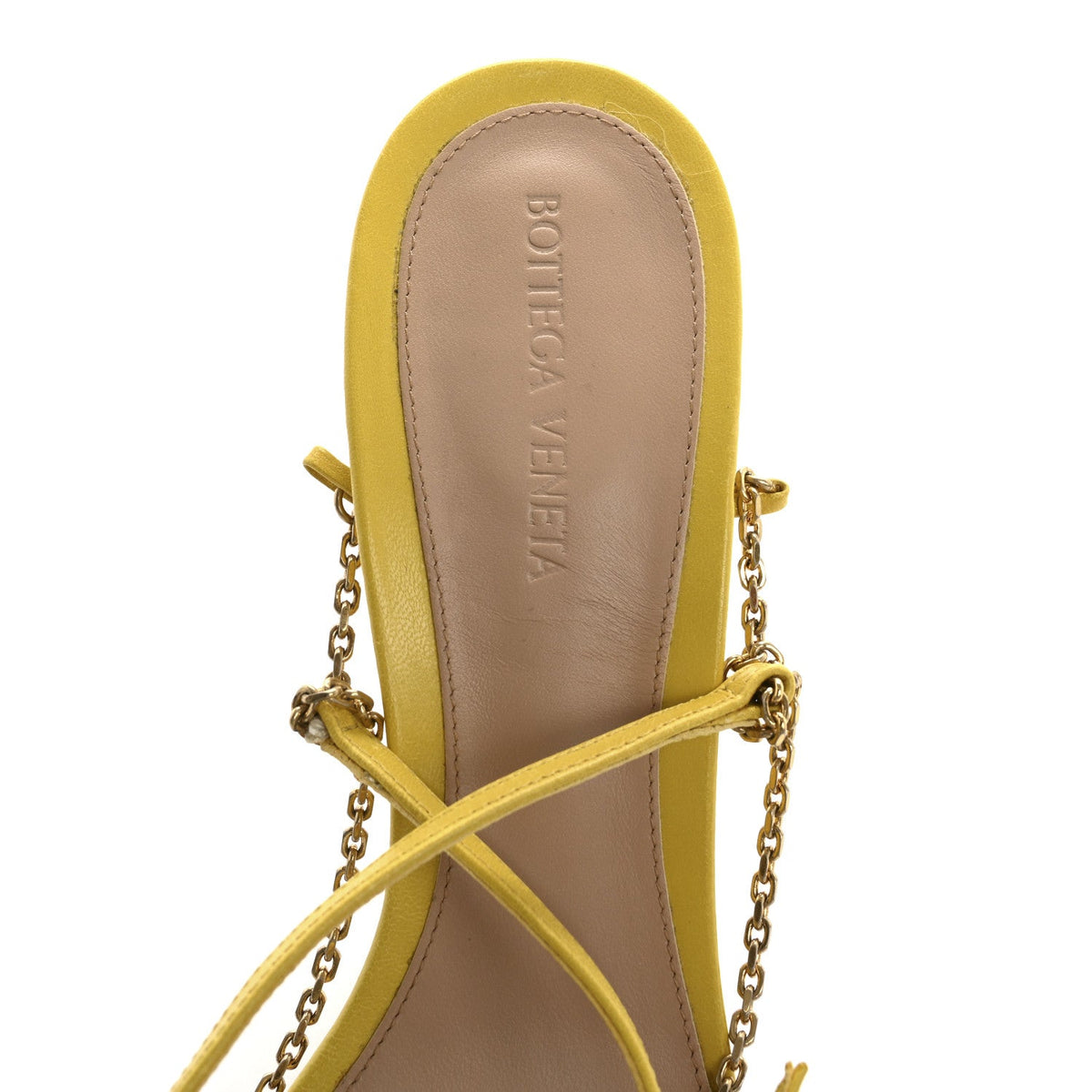 Lambskin Stretch Chain Strap 90mm Sandals 41 Buttercup