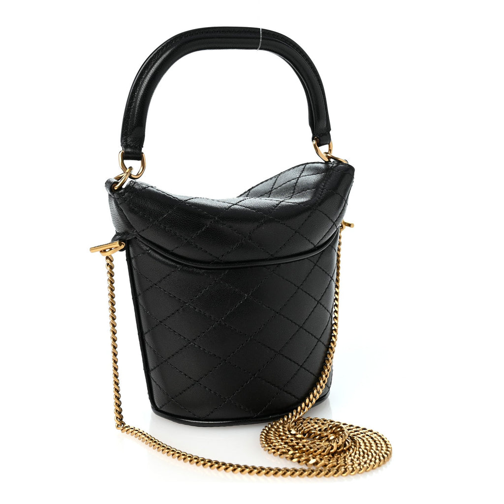 Lambskin Gabby Micro Bucket Bag Black