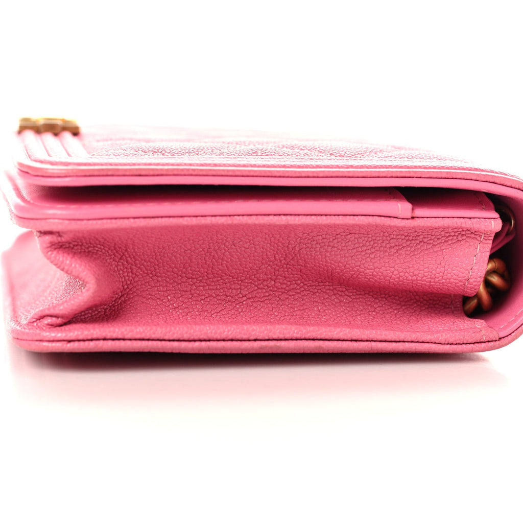 Caviar Quilted Boy Wallet On Chain WOC Pink