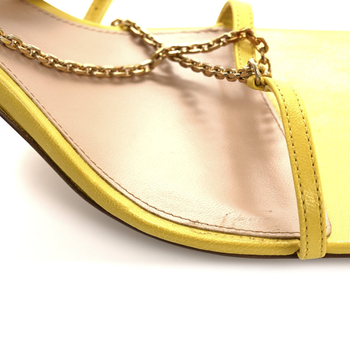 Lambskin Stretch Chain Strap 90mm Sandals 41 Buttercup