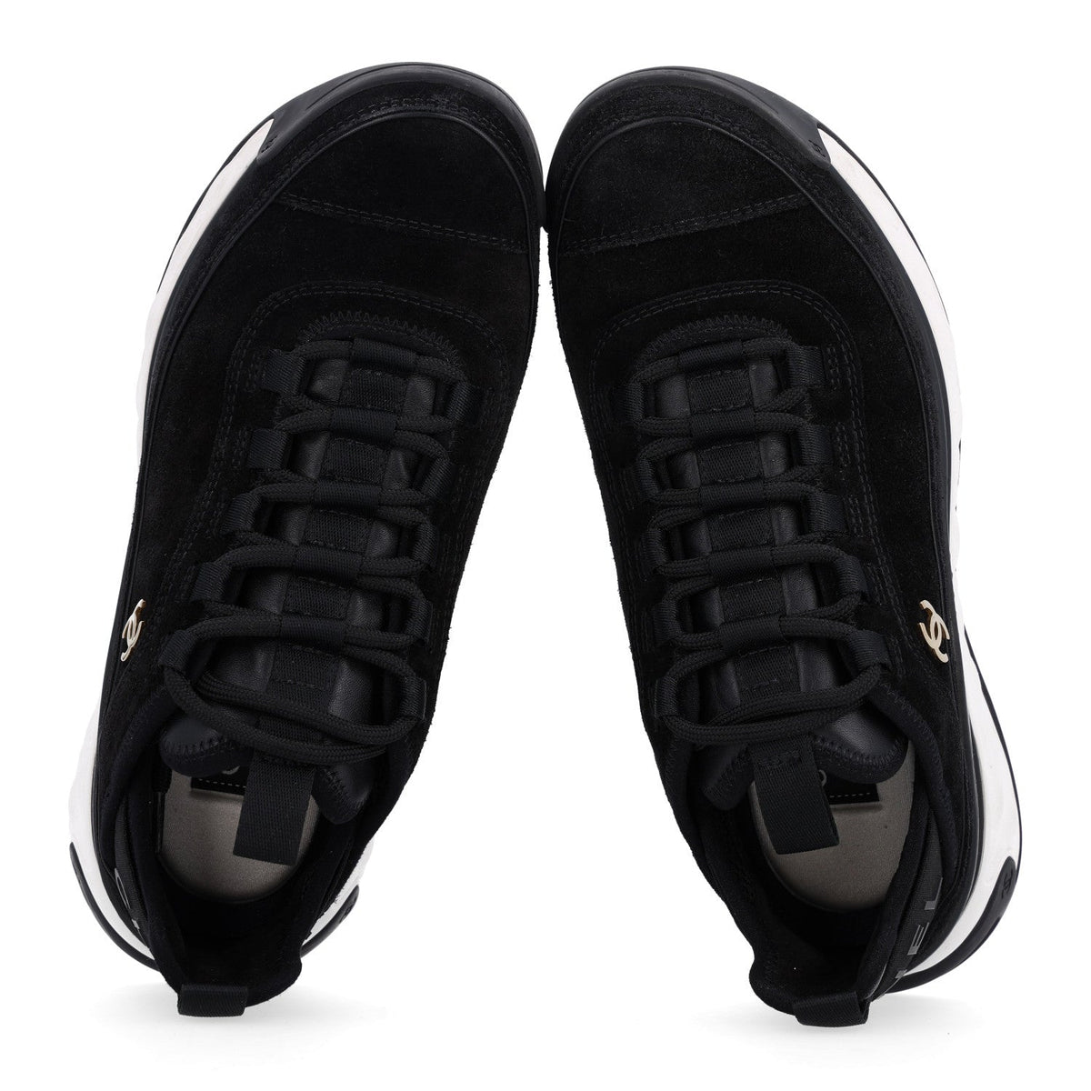 Suede Calfskin Nylon Grosgrain CC Sneakers 38 Black