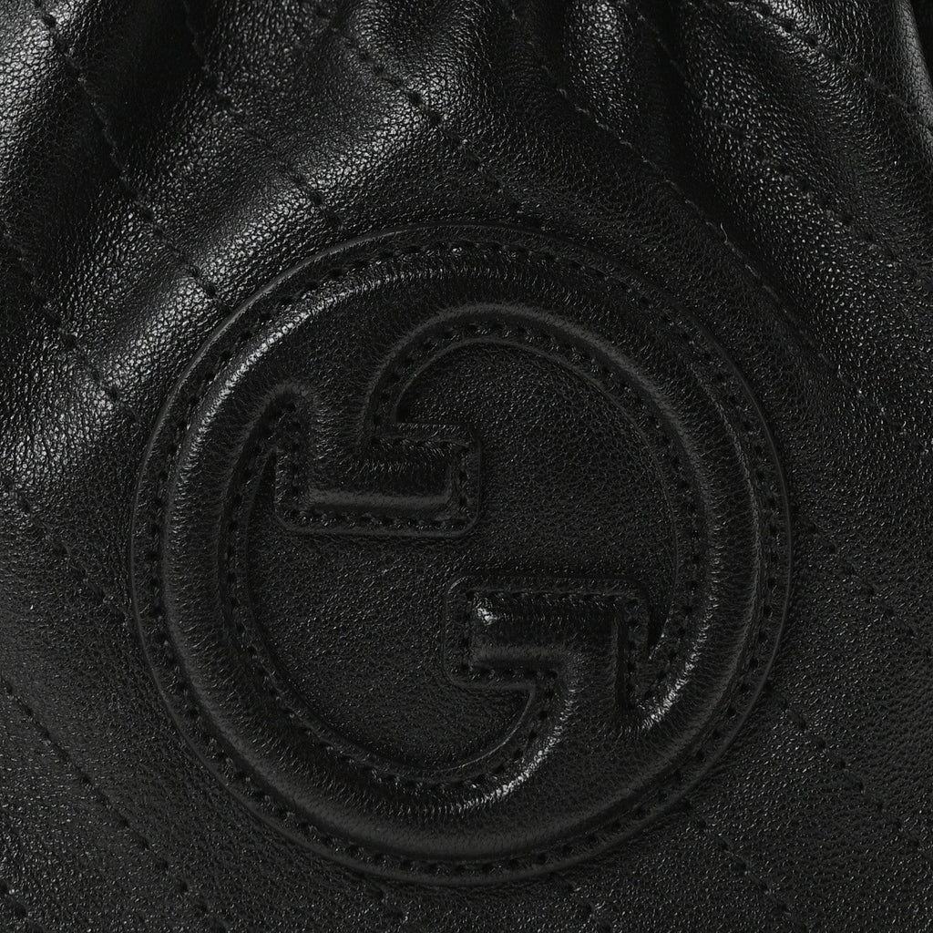 Sakai Be Green Calfskin Diagonal Stitched Mini Blondie Bucket Bag Black