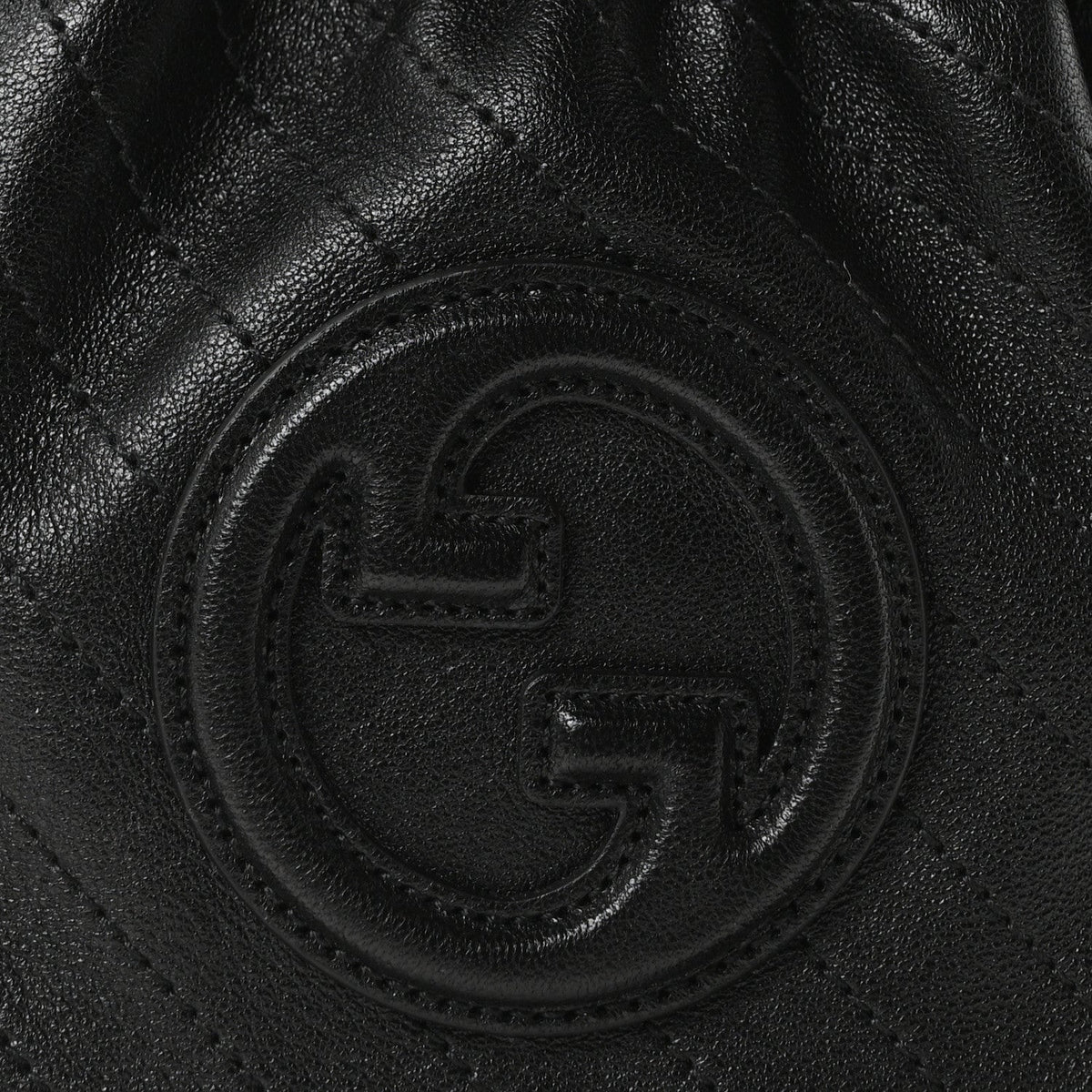 Sakai Be Green Calfskin Diagonal Stitched Mini Blondie Bucket Bag Black