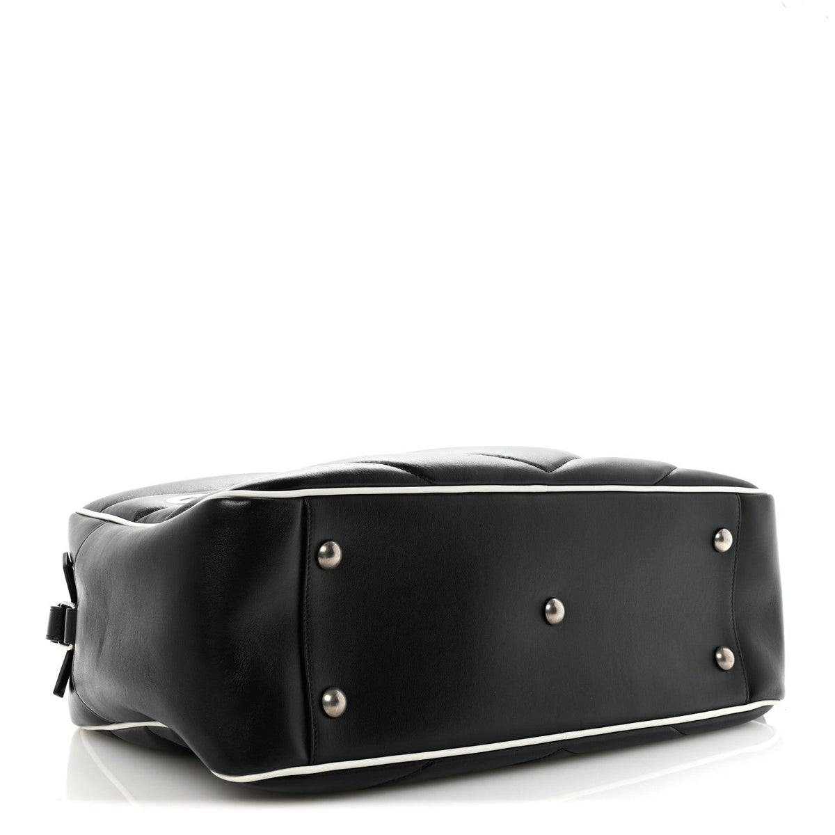 Calfskin Medium Miles Logo Bowler Duffel Bag Black