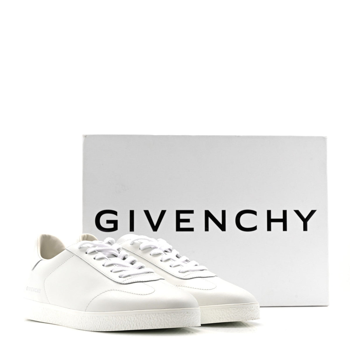 Calfskin Logo Debossed Town Sneakers 43 White
