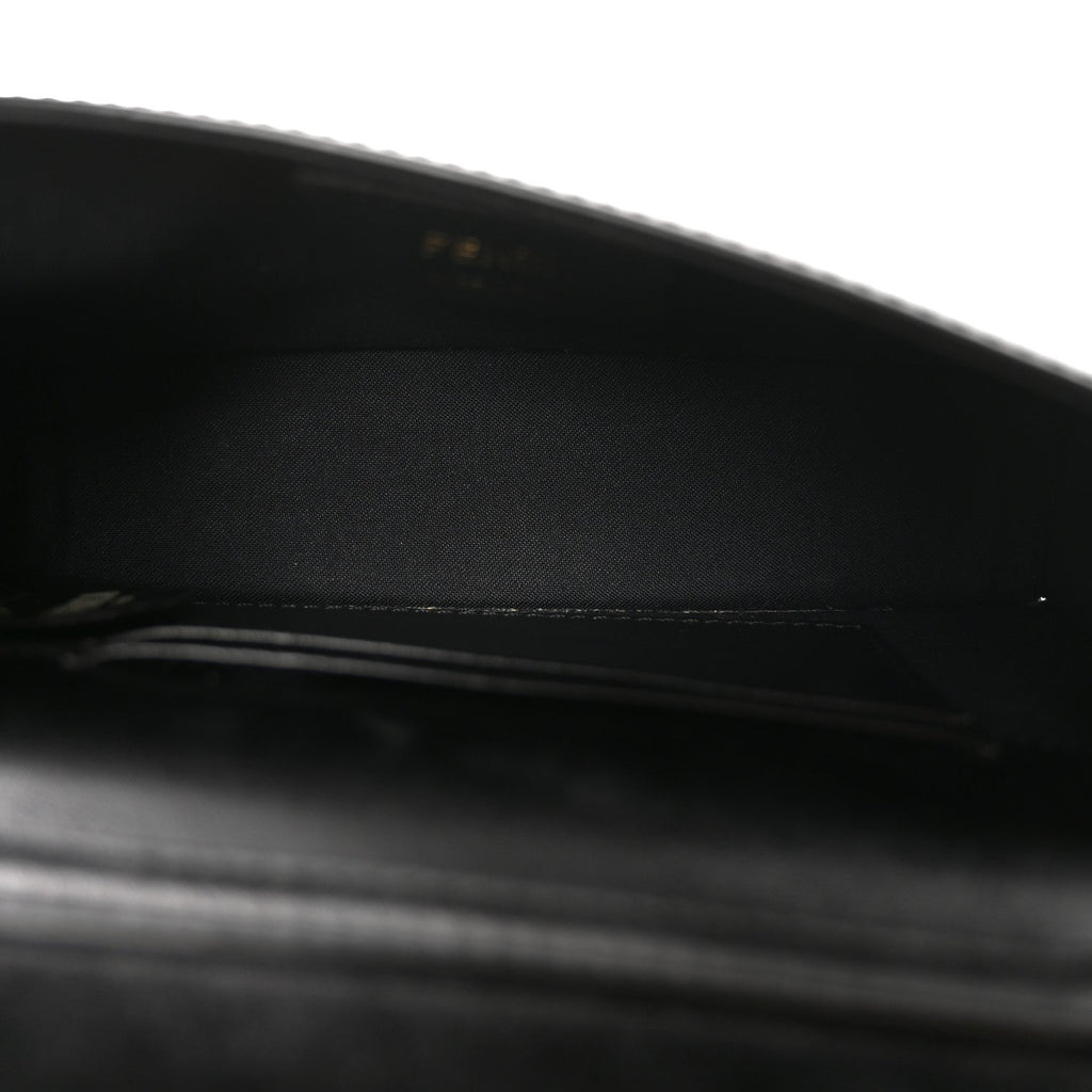 Vitello Liberty F is Fendi Bi-Color FF 1974 Embossed Envelope Belt Bag Maya Black