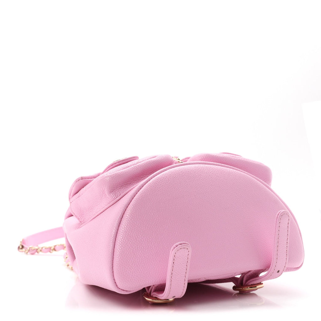 Shiny Caviar Quilted Small Duma Pockets Drawstring Backpack Lilac