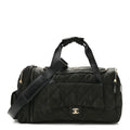 Nylon Calfskin Quilted Coco Neige Printed Convertible Duffle Backpack Black
