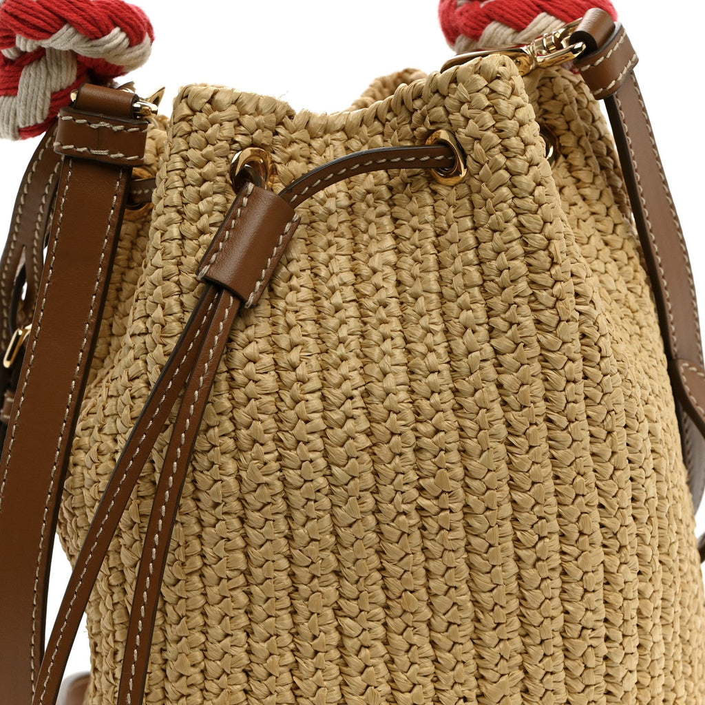 Yarn Raffia Effect Rope Crochet Small Bucket Bag Naturale