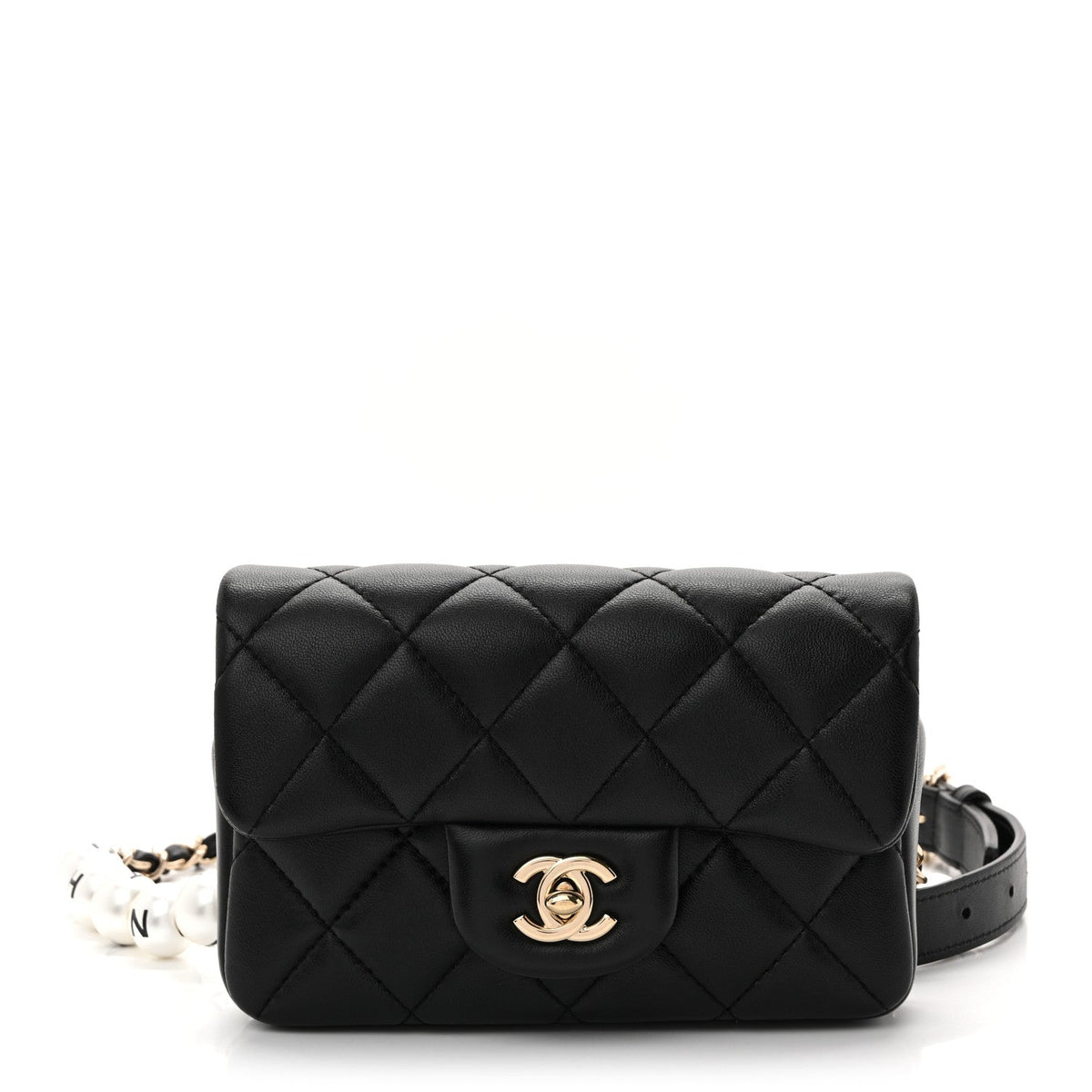 Lambskin Quilted Mini My Precious Waist Bag Black