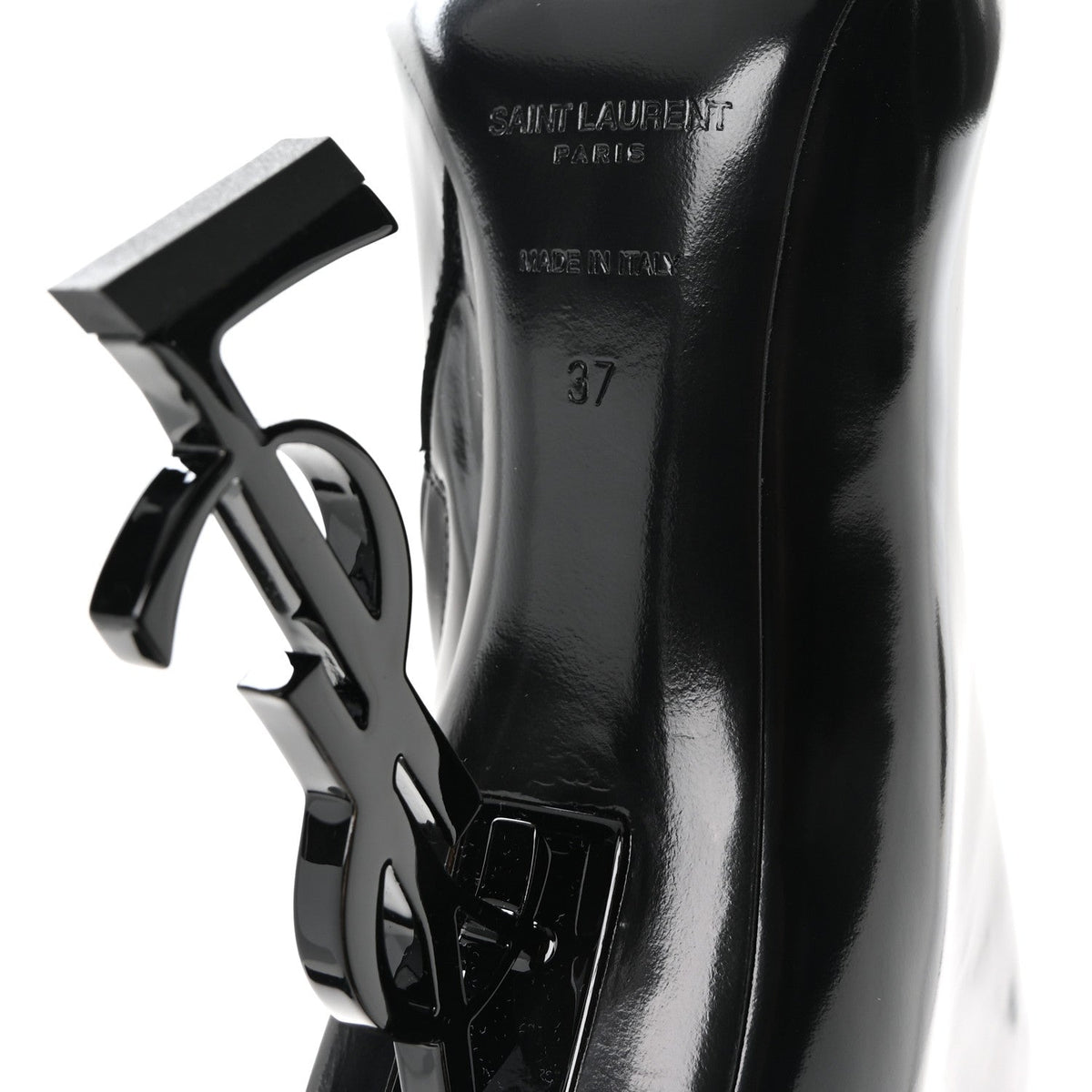Glazed Calfskin Opyum Ankle Boots 37 Black