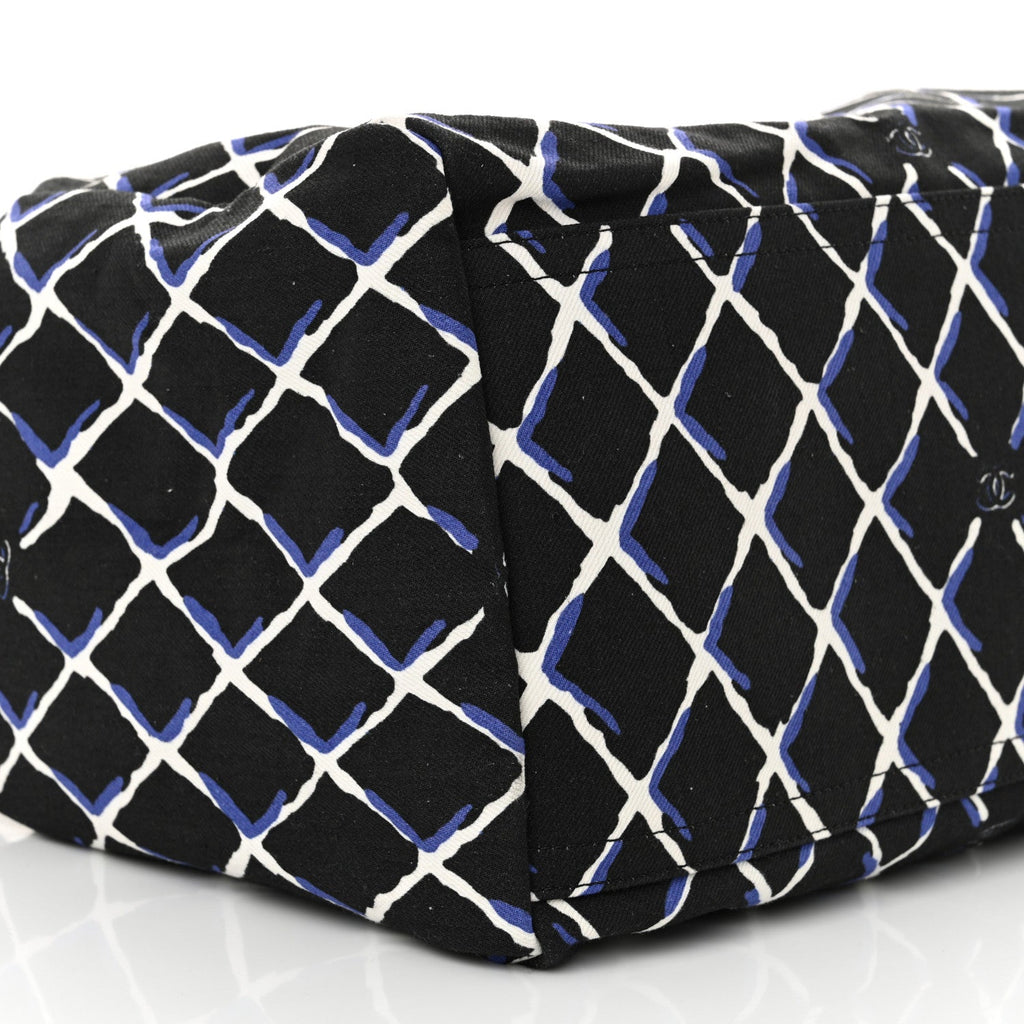 Canvas Printed Airline Drawstring Bag Black Blue