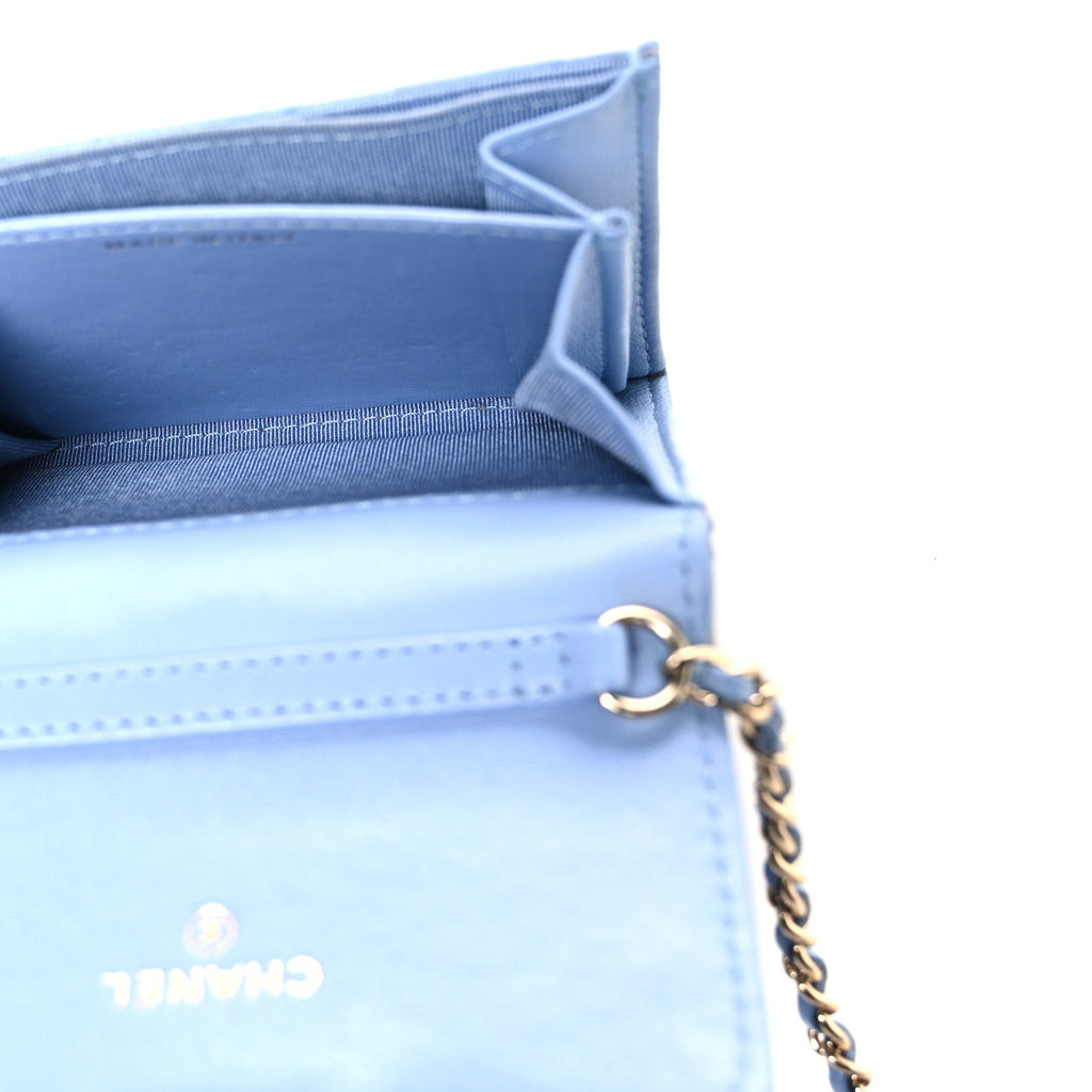 Lambskin Quilted Mini Chain Belt Bag Blue