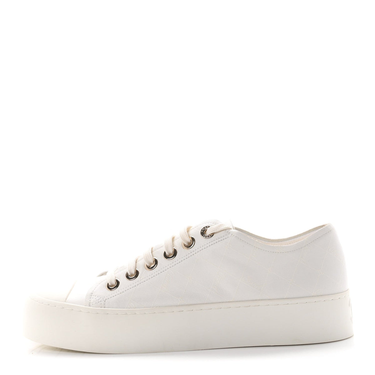 Lambskin Printed Logo Sneakers 39 White
