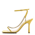 Lambskin Stretch Chain Strap 90mm Sandals 41 Buttercup