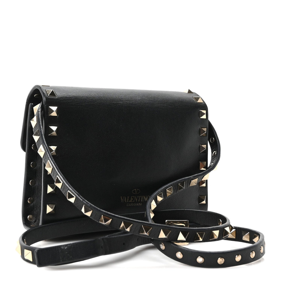 Vitello Rockstud Belt Bag Black