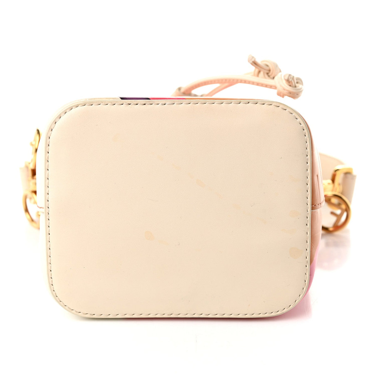 Vitello King F is Fendi FF Embossed Striped Mini Mon Tresor Bucket Bag Light Rose Multicolor White Ice