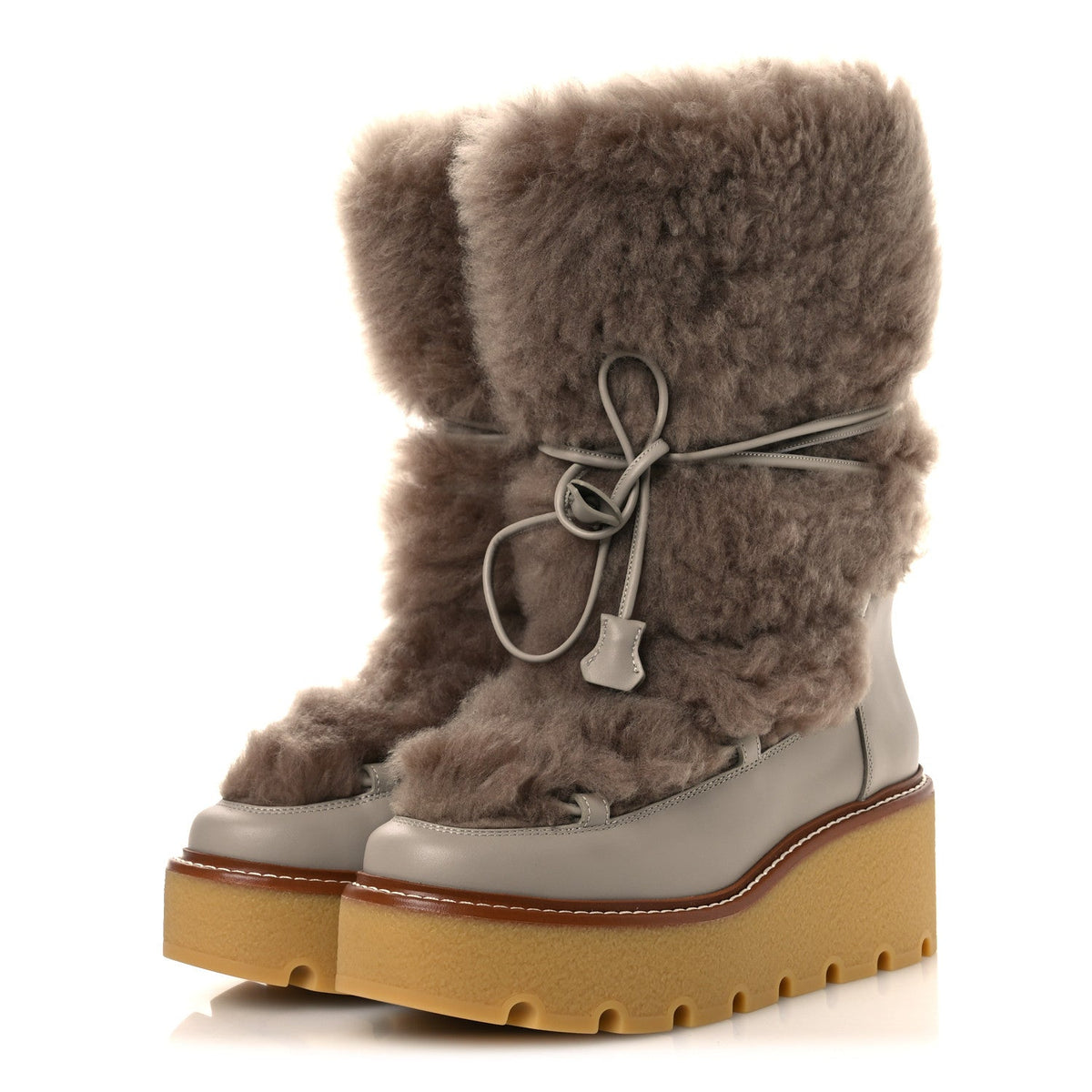 Shearling Calfskin Latitude 30 Ankle Boots 38 Beige Galet