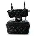 Crumpled Calfskin PVC Quilted Backpack Black