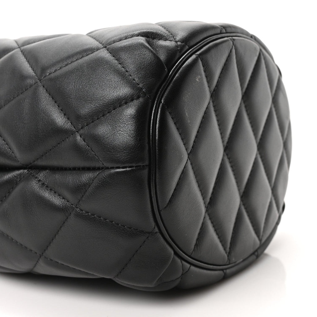 Nappa Calfskin Quilted Touch B Bucket Bag Black