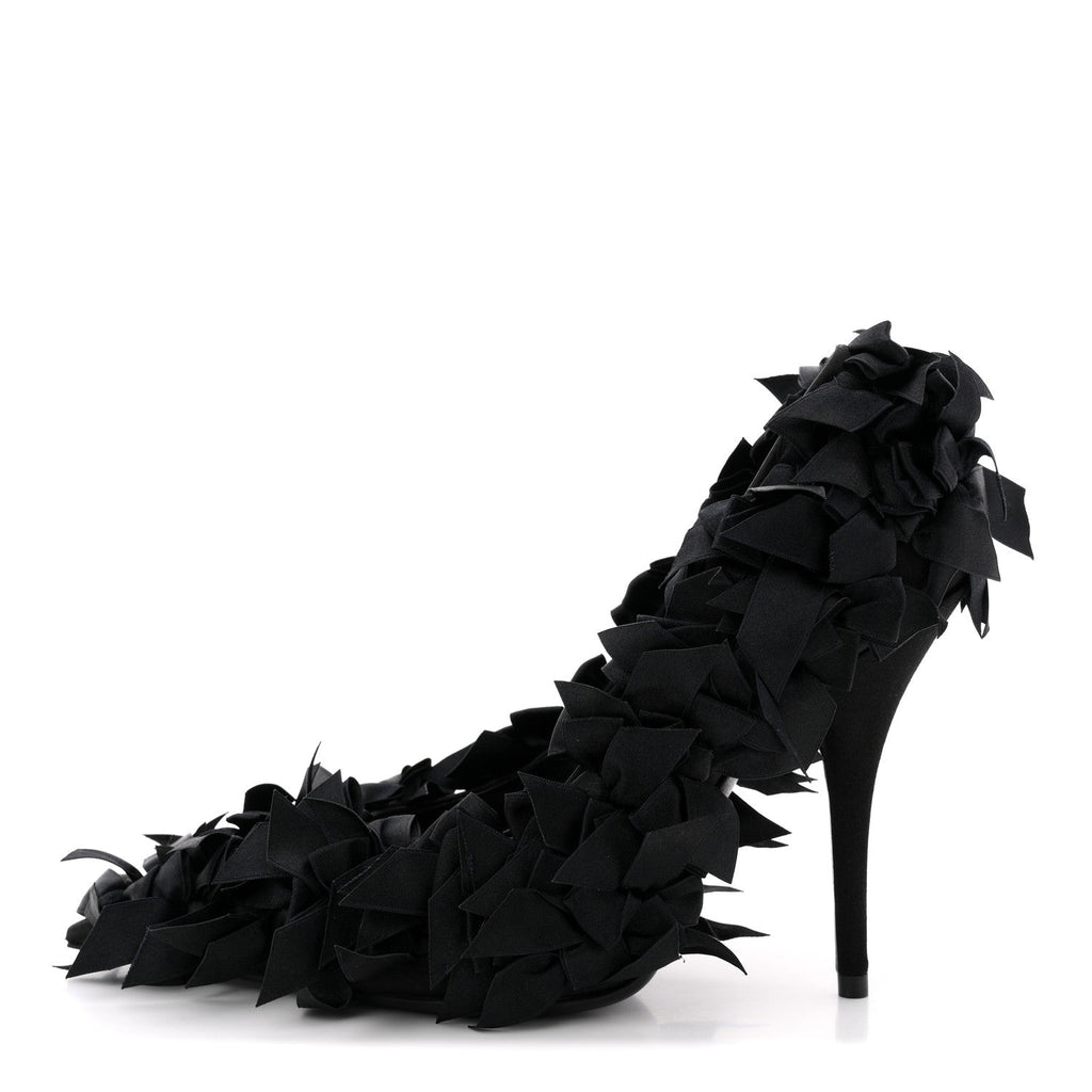Satin Pointed Marie A Bows All Over 110mm Pumps  35 Black