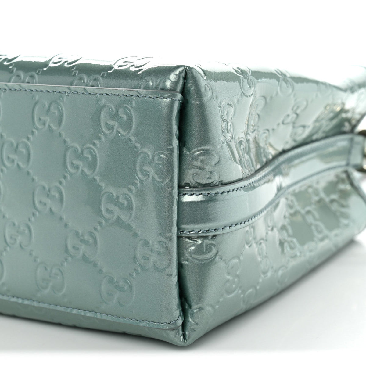 Patent GG Emblem Small Bucket Bag Light Blue