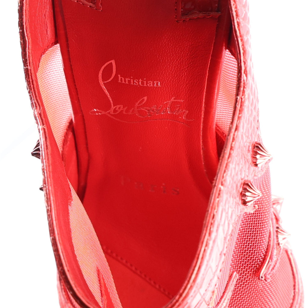 Embossed Alligator Veau Velours Mesh Studded Mulatiag 100 Pumps 37 Loubi