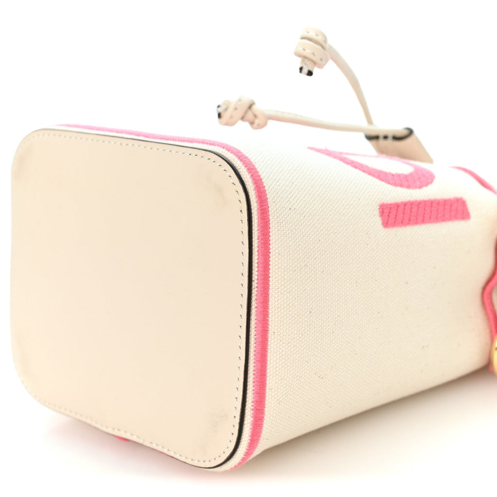 Canvas Vitello Grace F is Fendi Logo Embroidered Mini Mon Tresor Bucket Bag Grezzo Pink