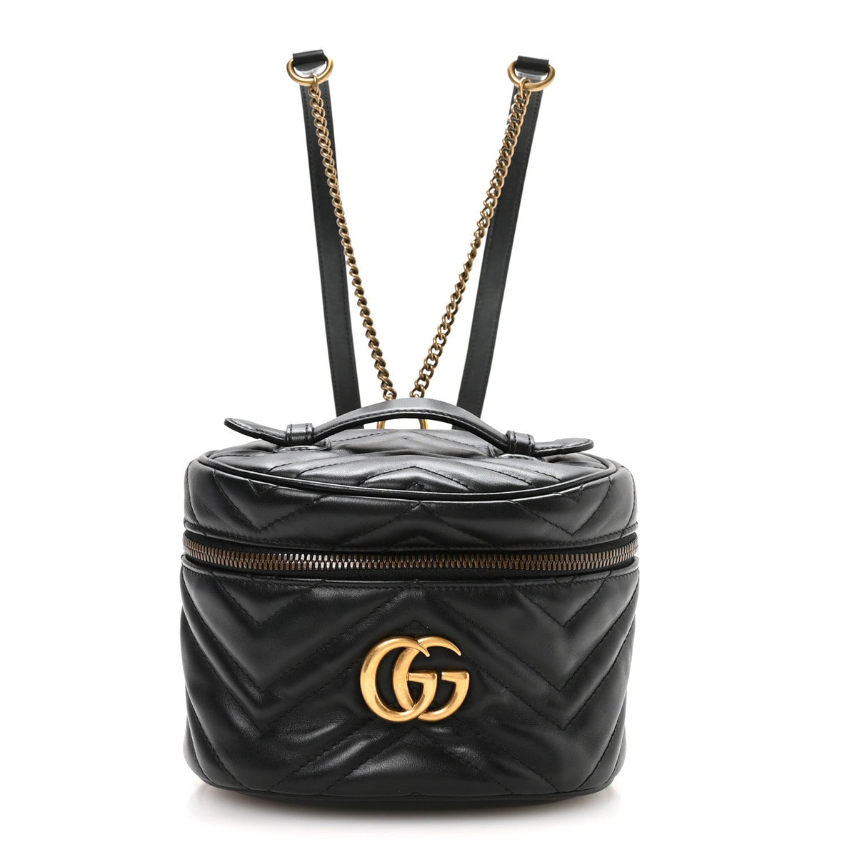 Calfskin Matelasse Mini GG Marmont Round Backpack Black