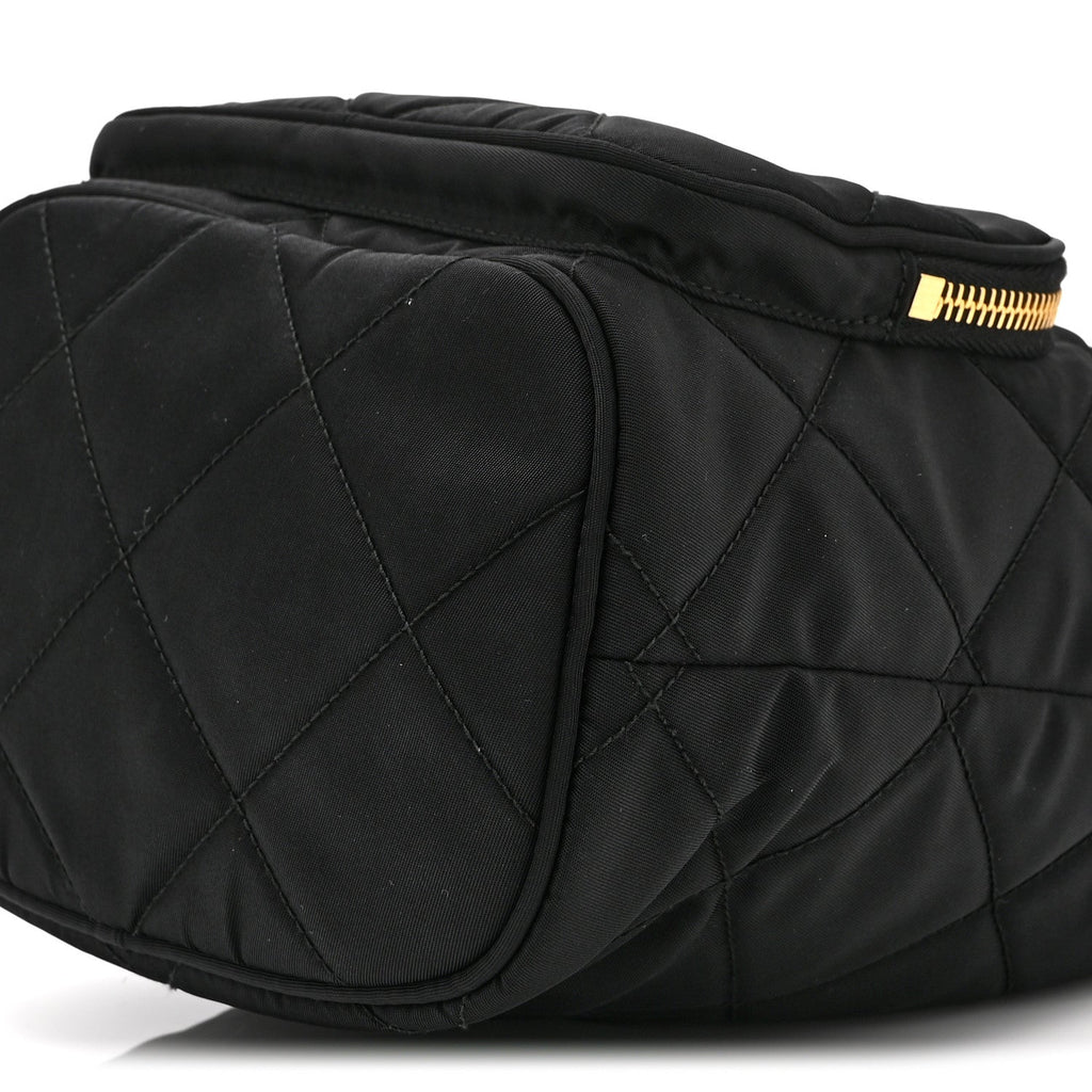Re-Nylon Saffiano Stitched Duet Bucket Bag Black