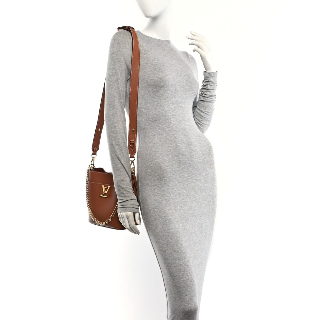 Calfskin Lock and Walk Bucket Cognac