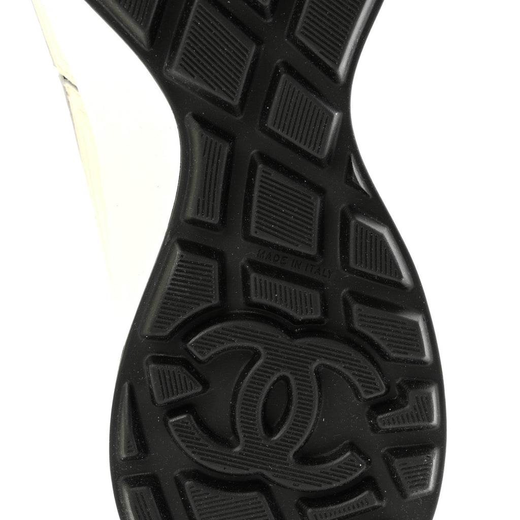 Calfskin Mixed Fibers CC Sneakers 39.5 Ivory Black